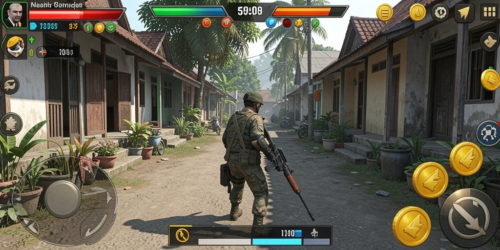 Tampilan karakter utama dengan senjata ikonik.